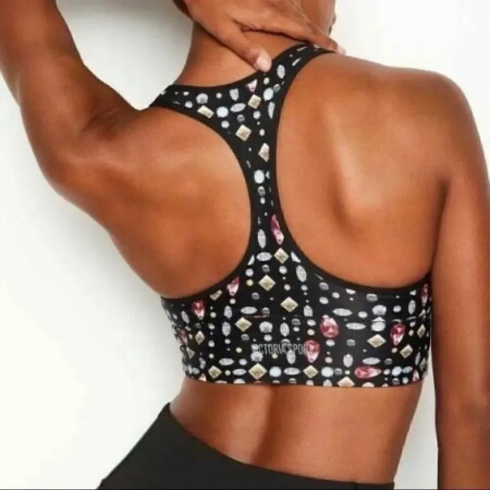 Victoria’s Secret Sports bra black jewel NWOT -S